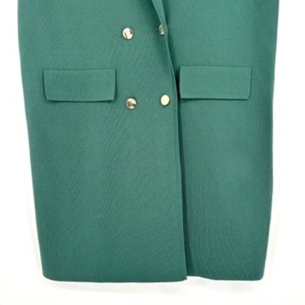 Aleeza Paris Long Knit Blazer Vest Emerald Green Double Breasted Longline XS - Picture 4 of 14